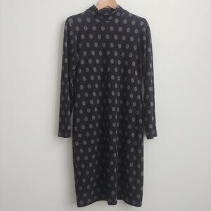 Miik made in Canada soft modal dress stretch mockneck black grey spots Small